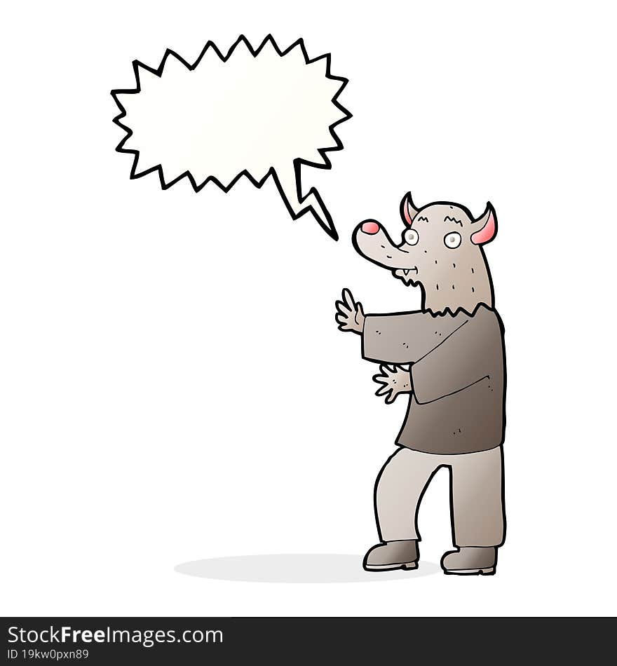 Cartoon Werewolf With Speech Bubble