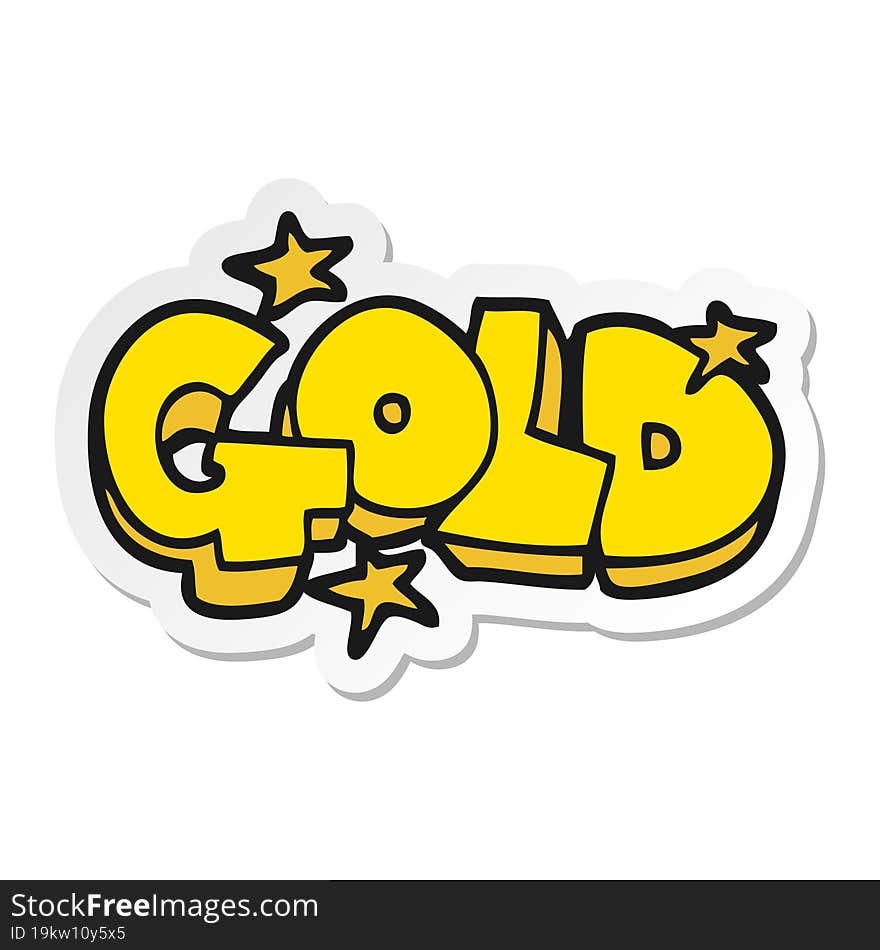 sticker of a cartoon word gold