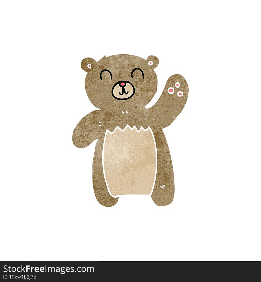 freehand retro cartoon teddy bear