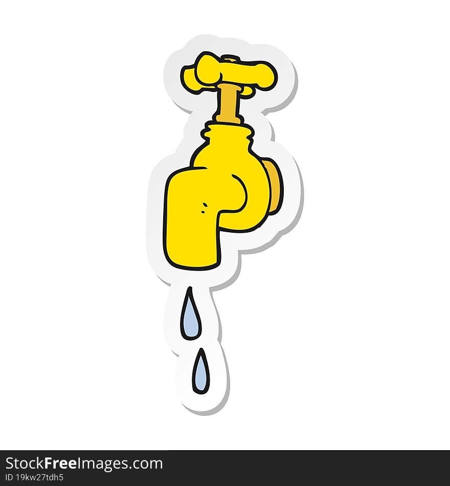 Sticker Of A Cartoon Dripping Faucet