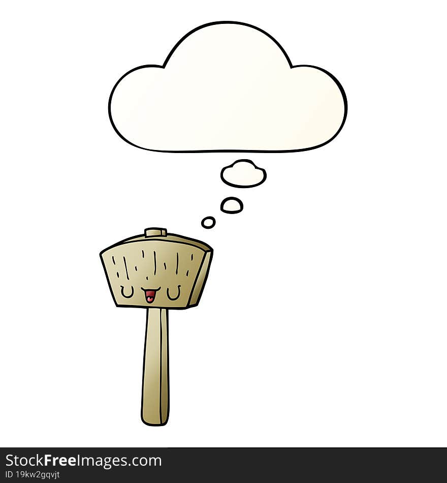 Cartoon Mallet And Thought Bubble In Smooth Gradient Style