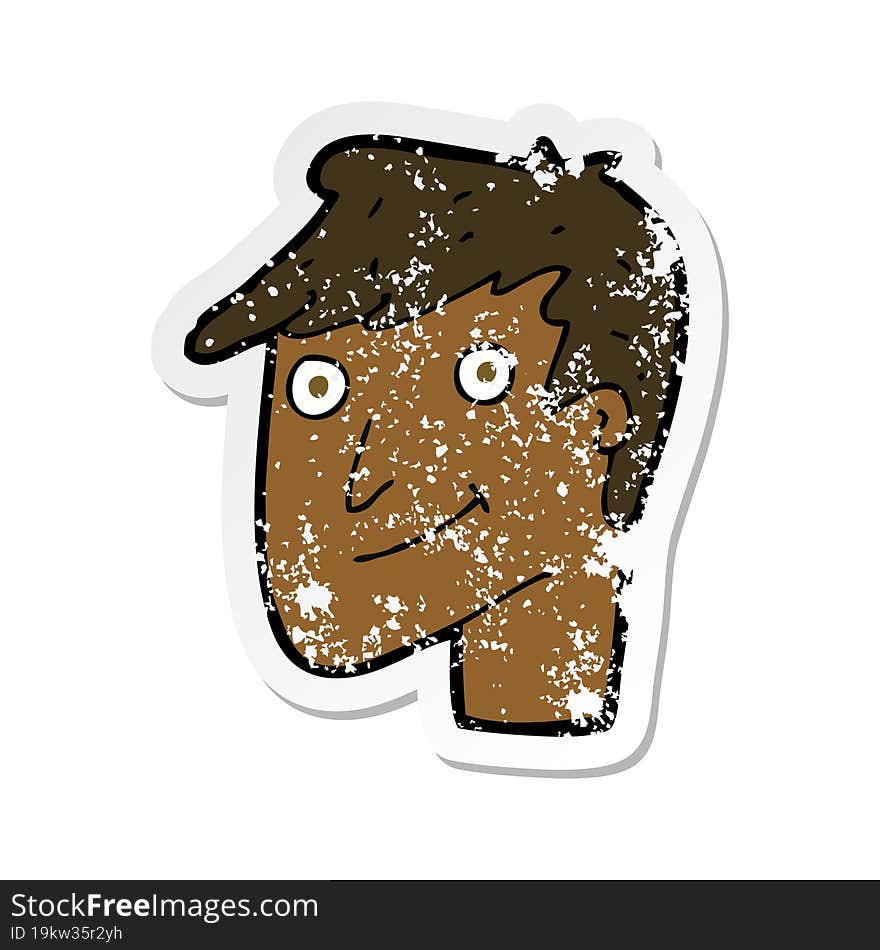 retro distressed sticker of a cartoon happy man