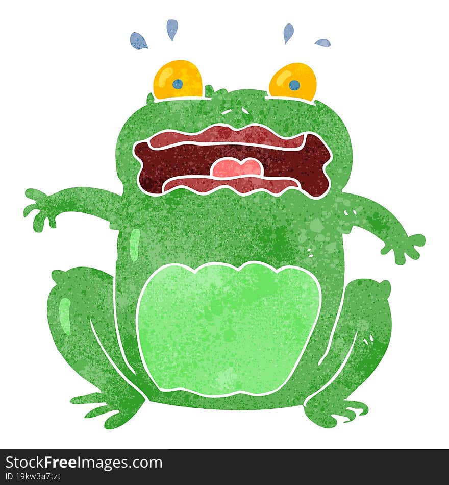 retro cartoon funny frightened frog