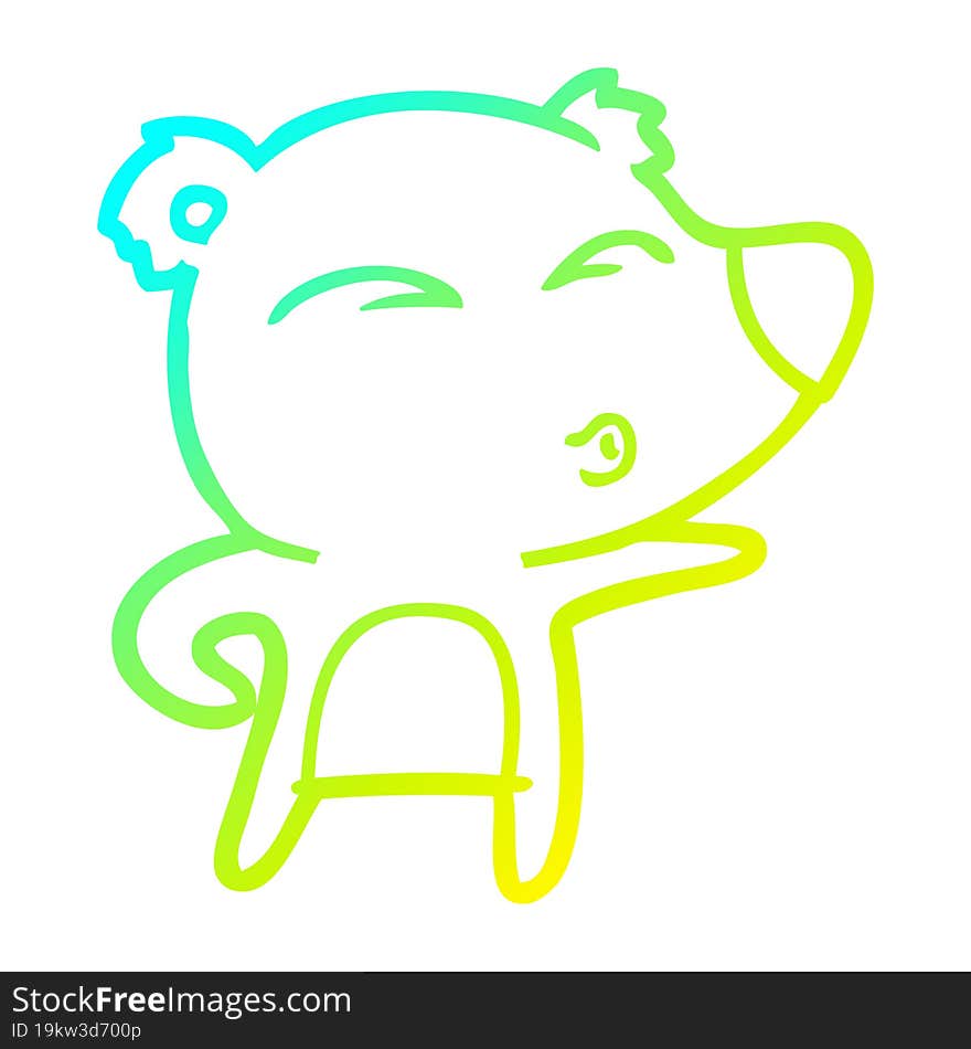 cold gradient line drawing cartoon explaining polar bear