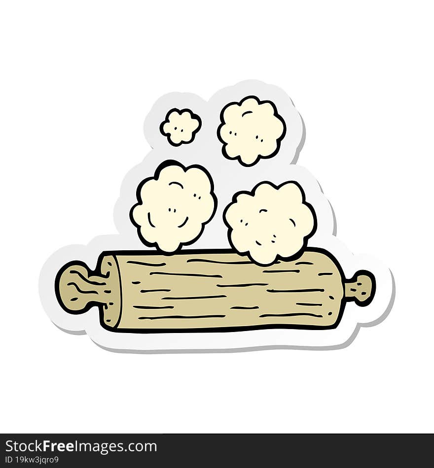 sticker of a cartoon rolling pin