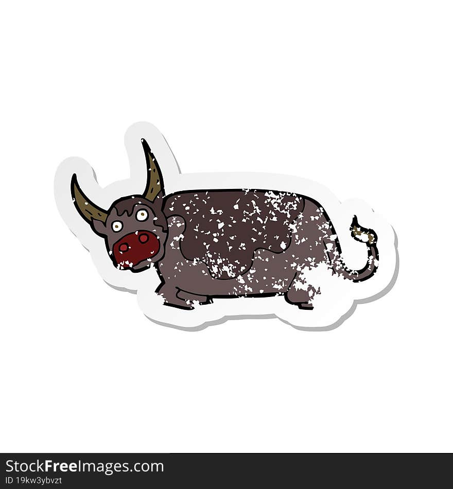 Retro Distressed Sticker Of A Cartoon Bull