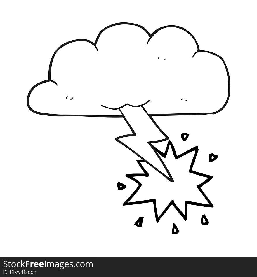 black and white cartoon thundercloud