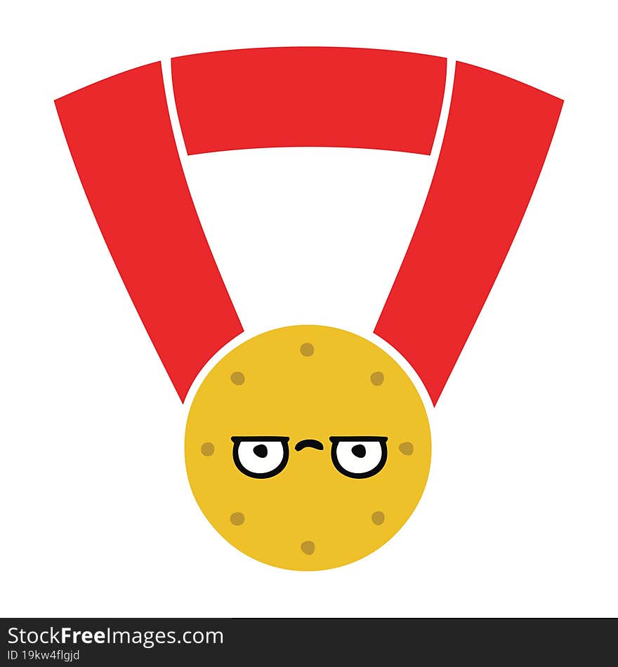 Flat Color Retro Cartoon Gold Medal