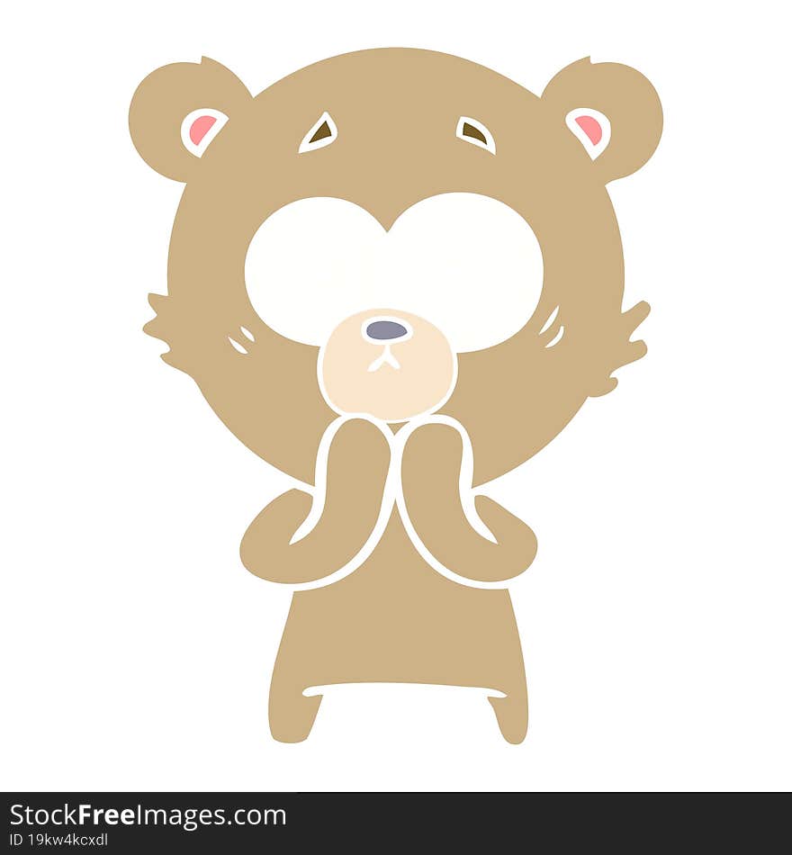 worried bear flat color style cartoon