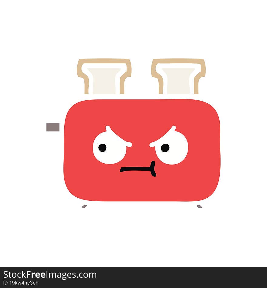 flat color retro cartoon of a toaster