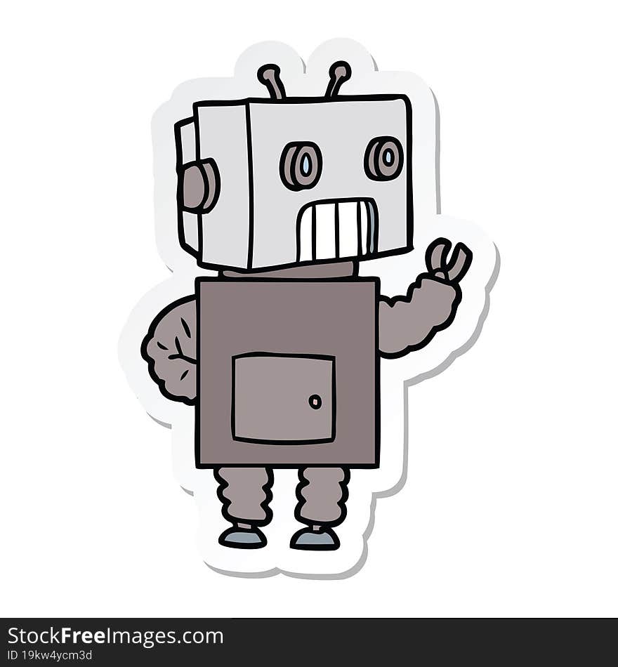 sticker of a cartoon robot