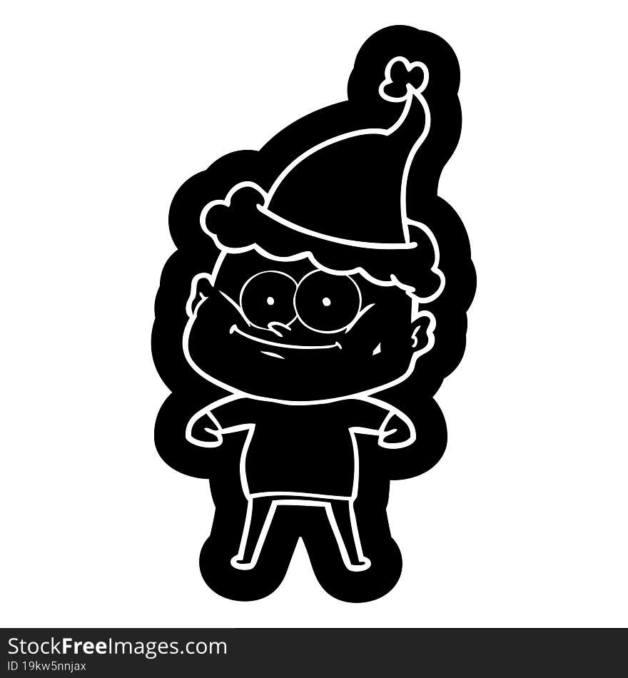 cartoon icon of a bald man staring wearing santa hat