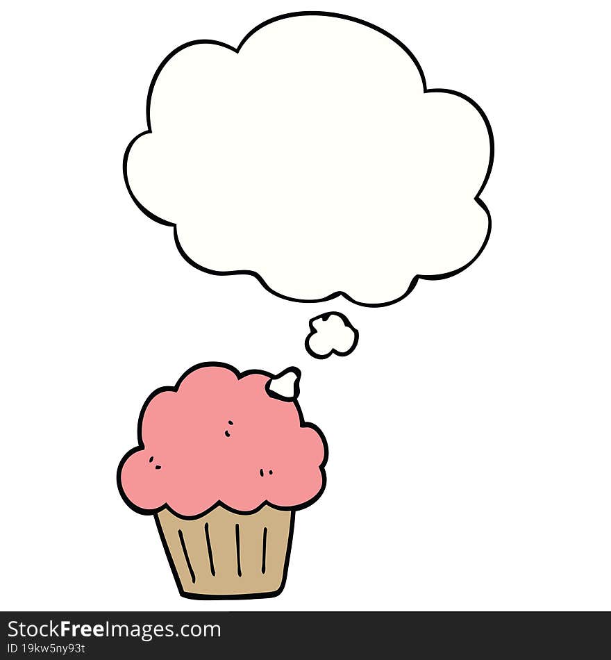 cartoon  muffin with thought bubble. cartoon  muffin with thought bubble