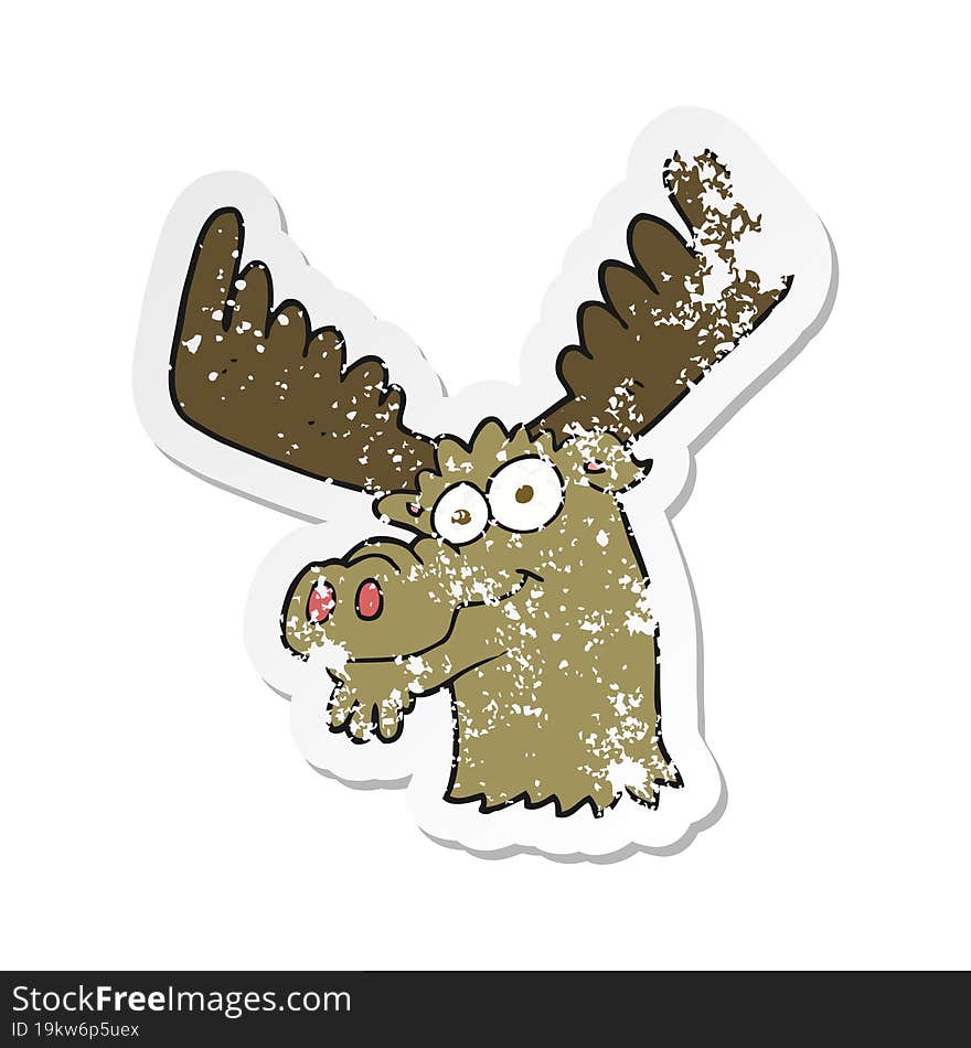 retro distressed sticker of a cartoon moose