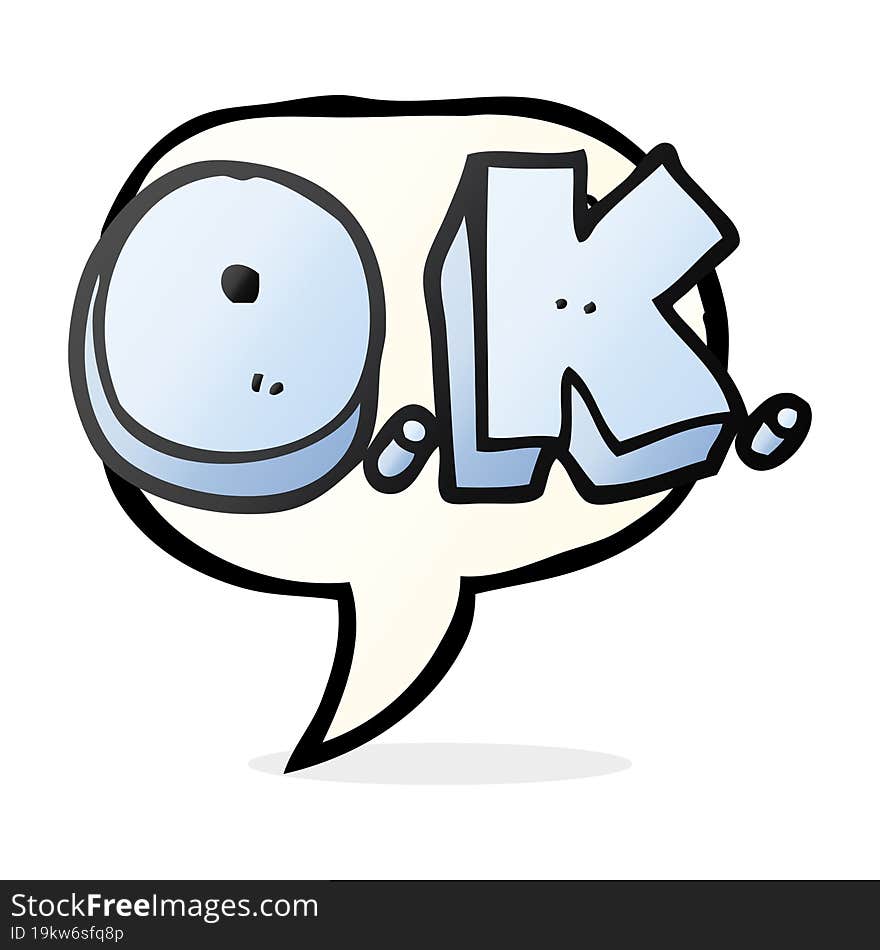 freehand drawn speech bubble cartoon word OK