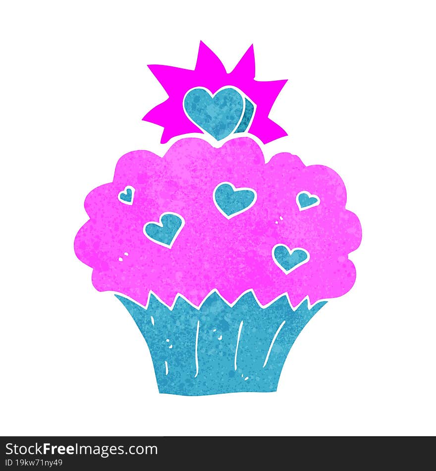 Cartoon Love Heart Cupcake