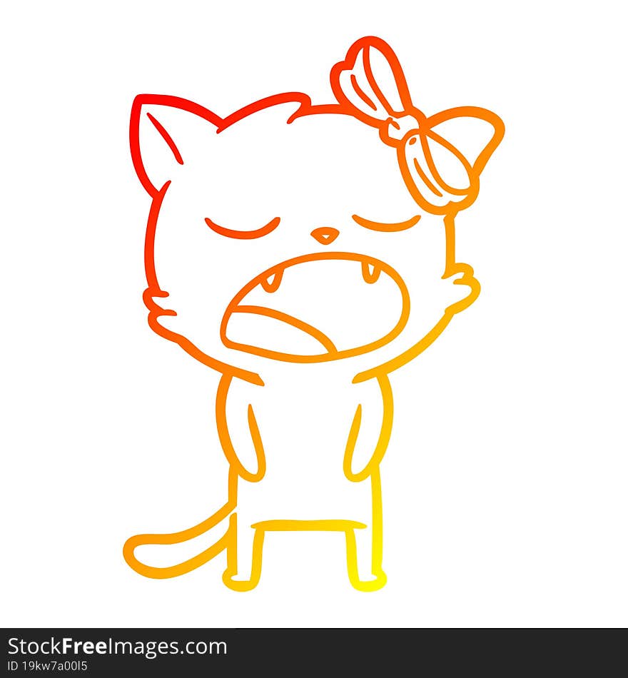 warm gradient line drawing cartoon cat meowing