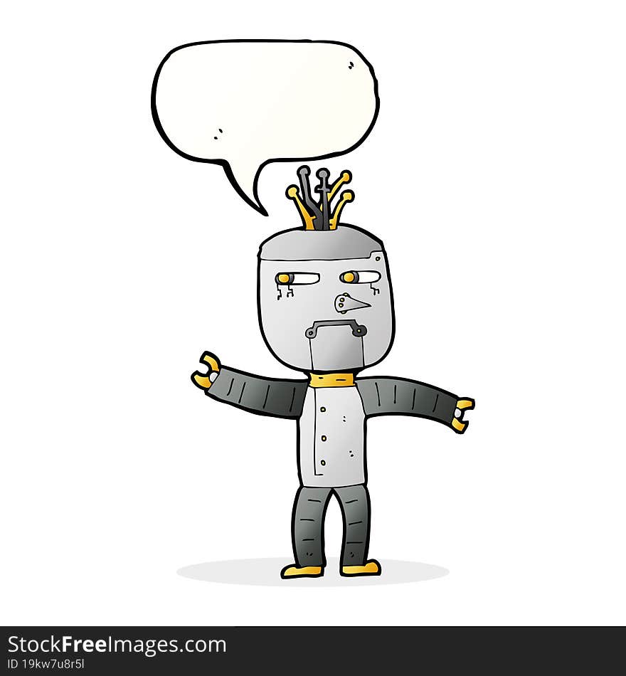 cartoon robot with speech bubble