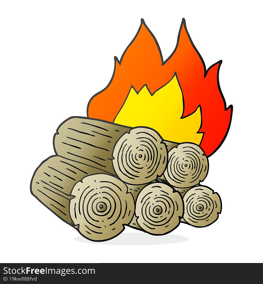 cartoon burning logs