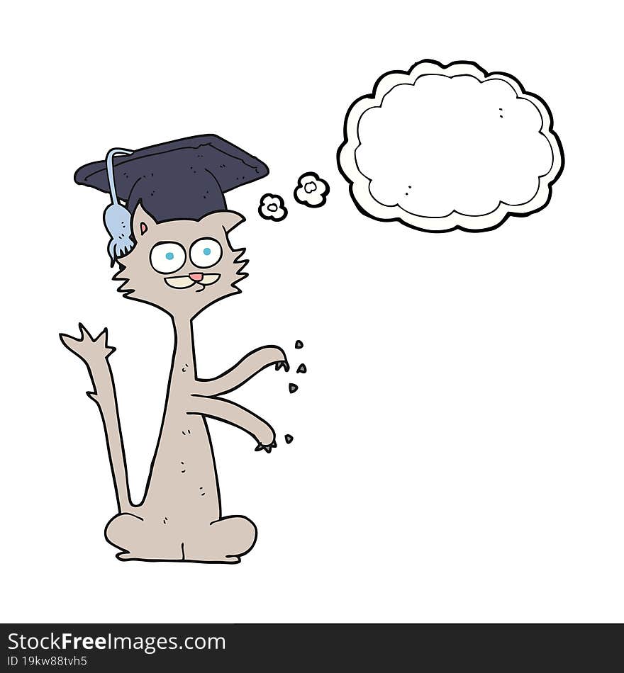 Thought Bubble Cartoon Cat With Graduation Cap