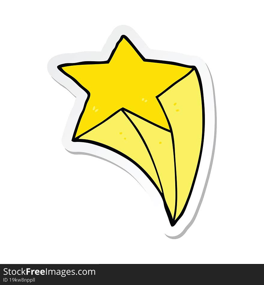 Sticker Of A Cartoon Shooting Star