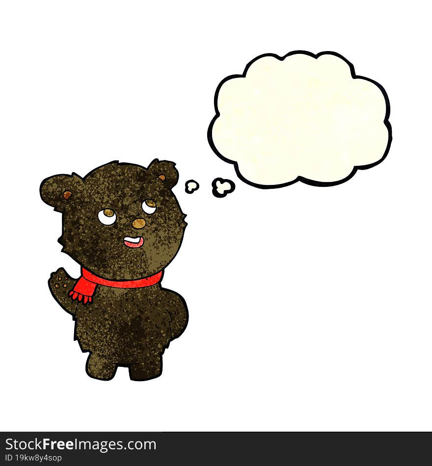 cartoon cute black bear cub with thought bubble