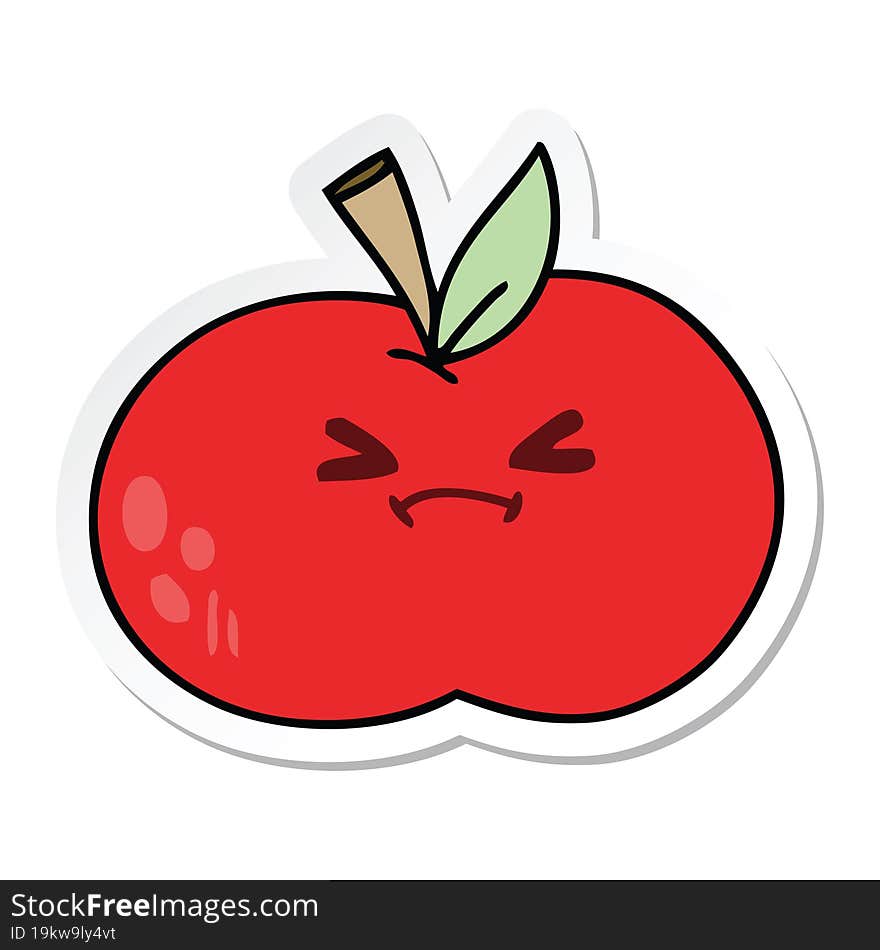 sticker of a quirky hand drawn cartoon apple