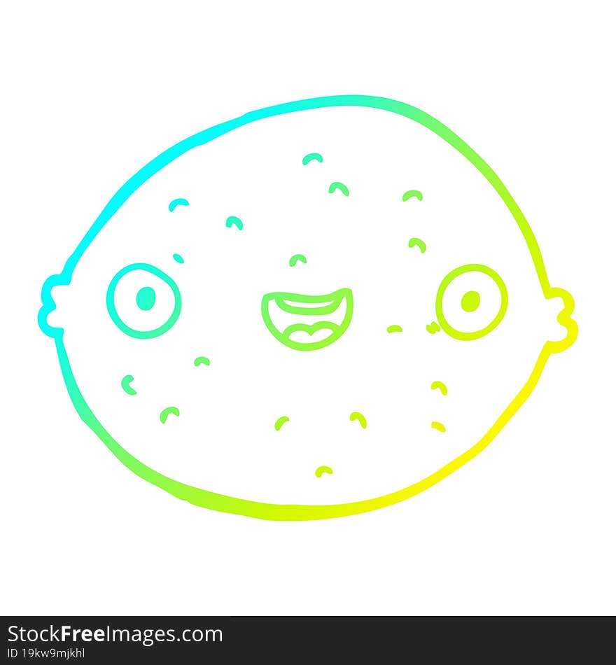 Cold Gradient Line Drawing Cartoon Lemon