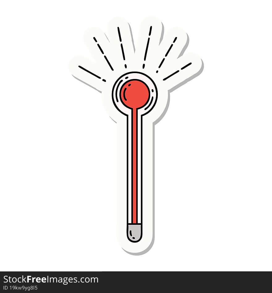 sticker of tattoo style glass thermometer