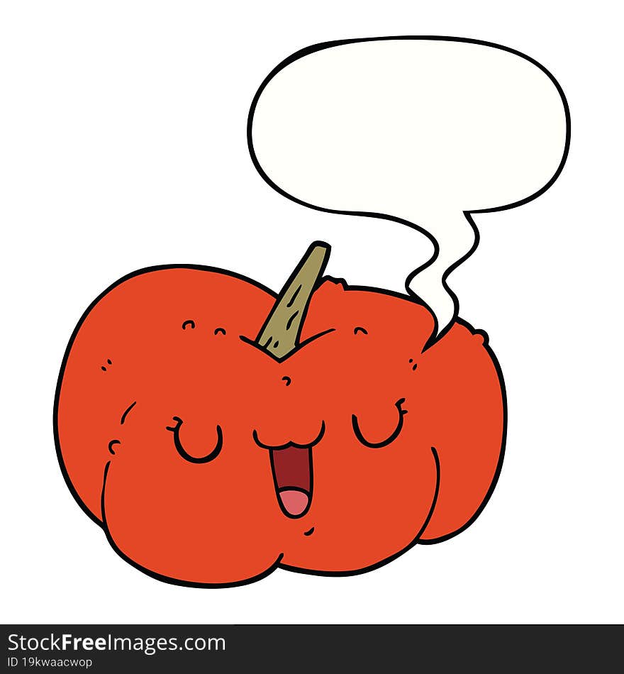 Cartoon Pumpkin And Speech Bubble