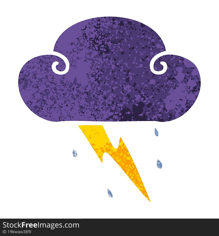 Quirky Retro Illustration Style Cartoon Thunder Cloud