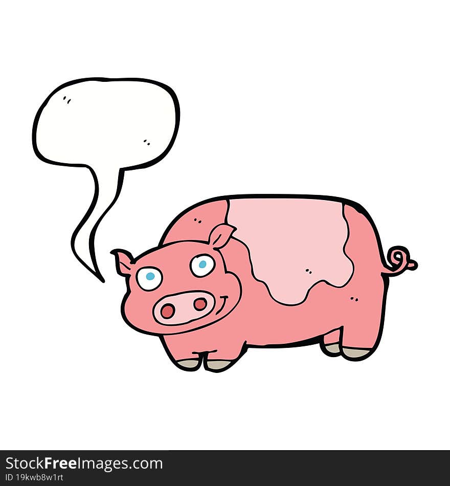 cartoon pig with speech bubble