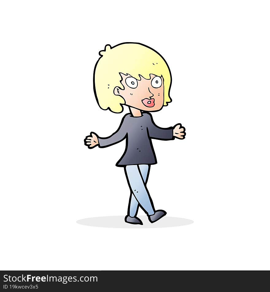 Cartoon Woman With Open Arms