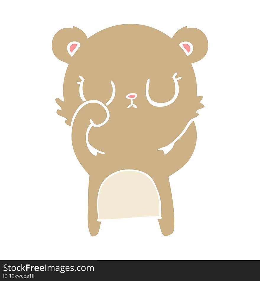 peaceful flat color style cartoon bear