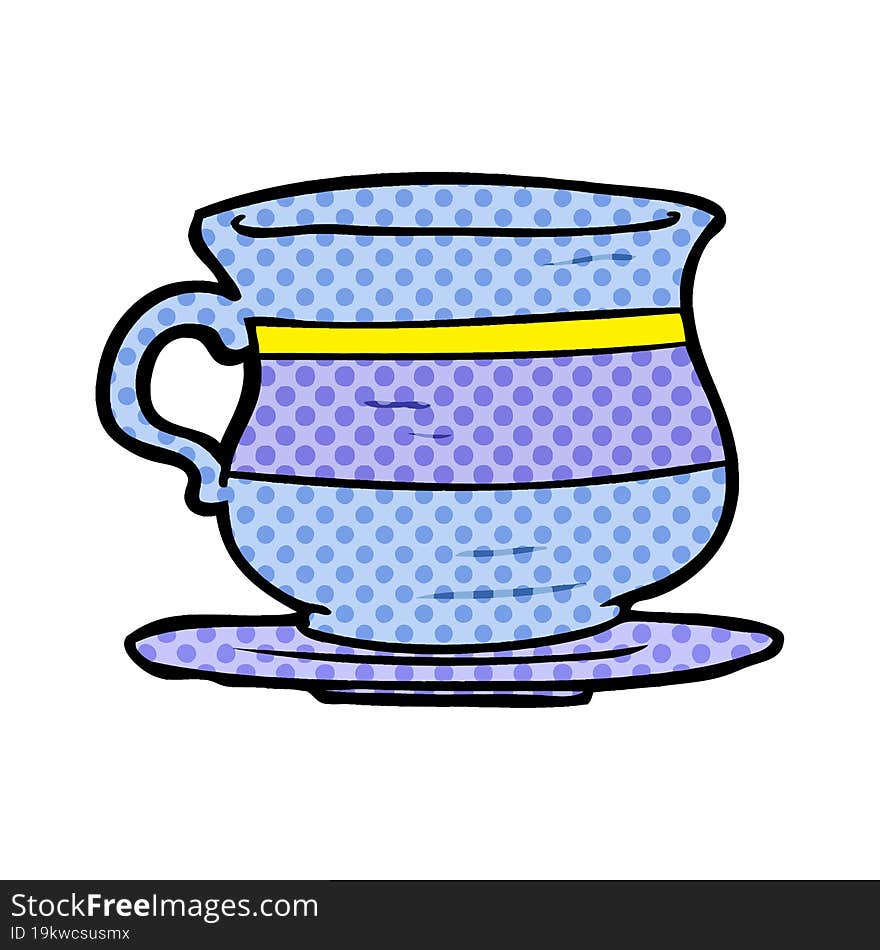 cartoon old tea cup. cartoon old tea cup