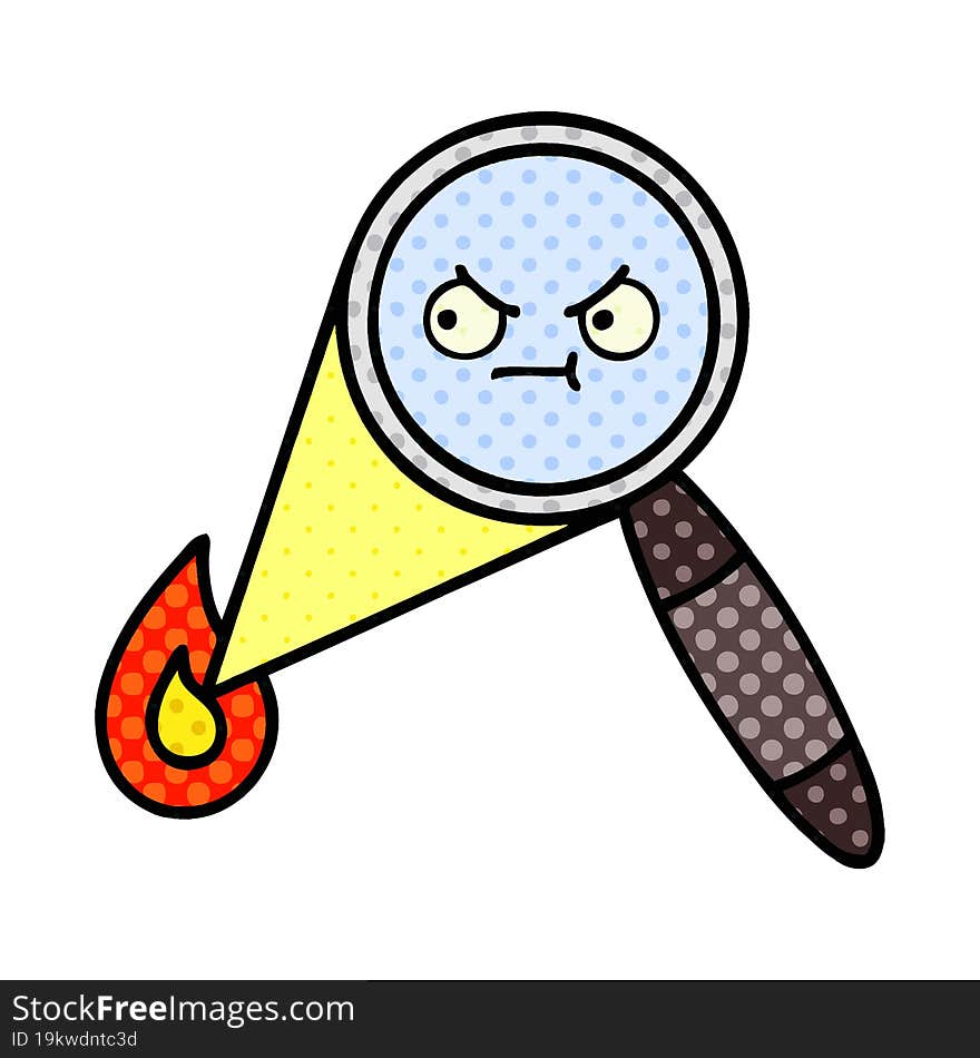 comic book style cartoon of a magnifying glass