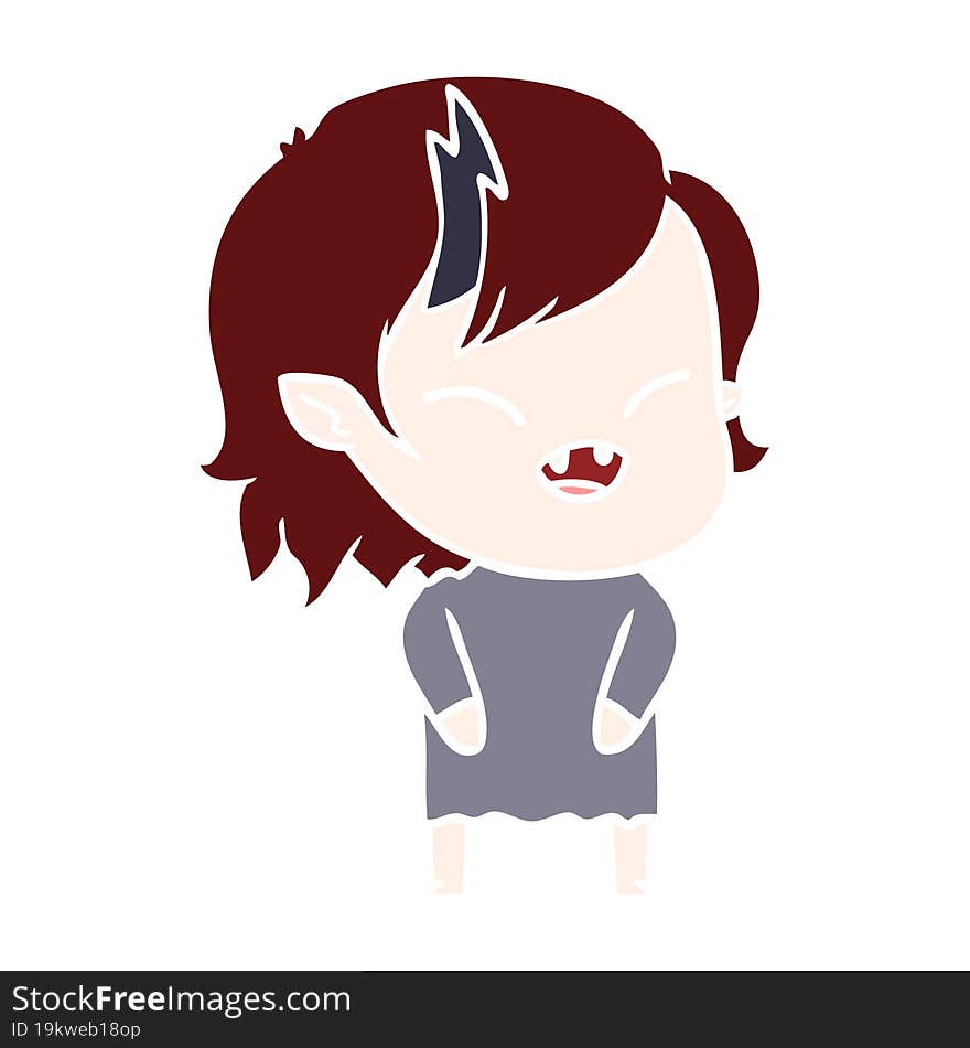 Flat Color Style Cartoon Laughing Vampire Girl