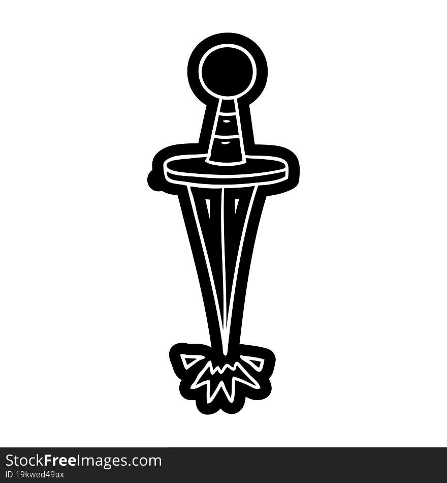 cartoon icon drawing of a small dagger