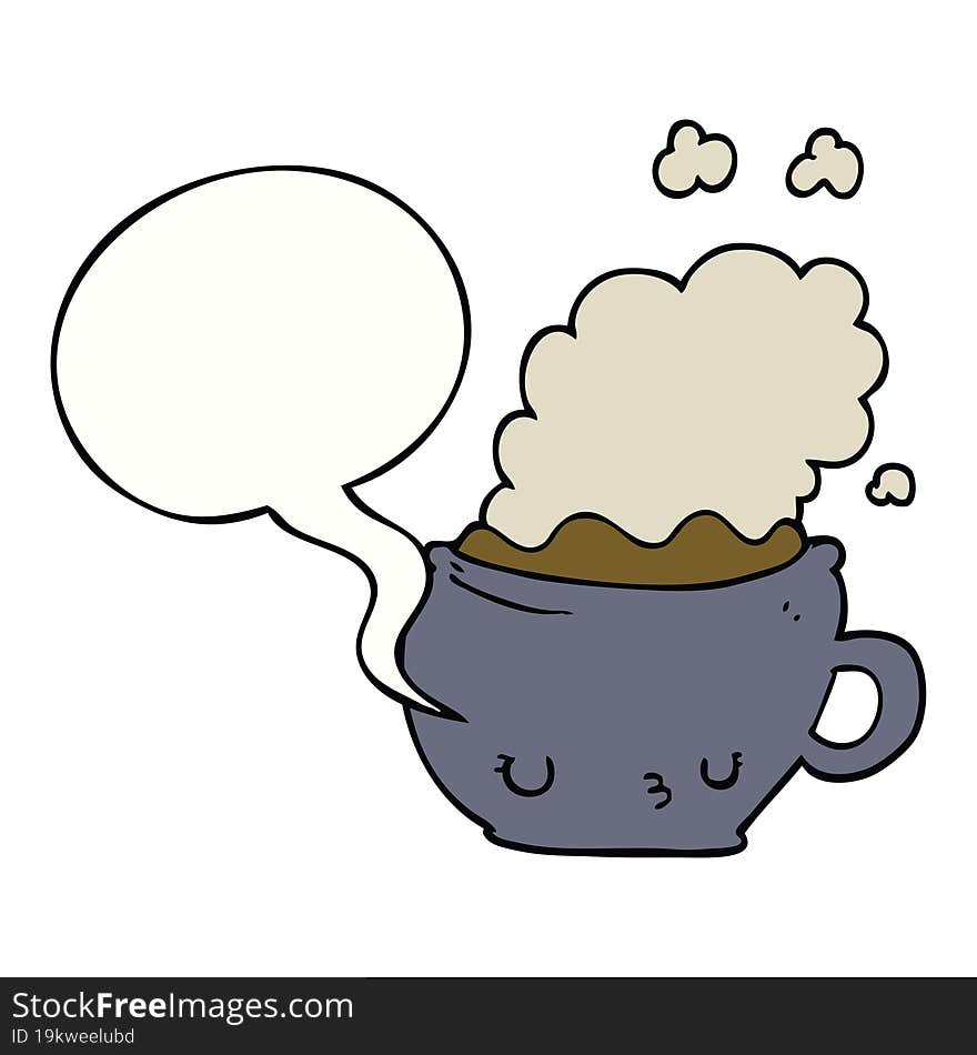 cute cartoon coffee cup with speech bubble. cute cartoon coffee cup with speech bubble