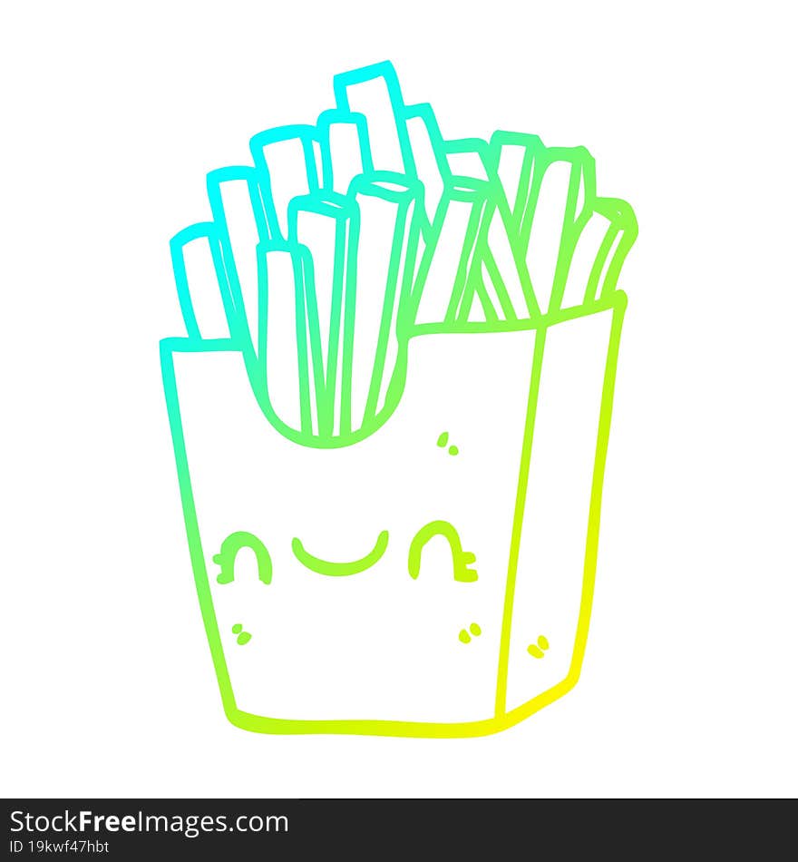 cold gradient line drawing cartoon fries in box