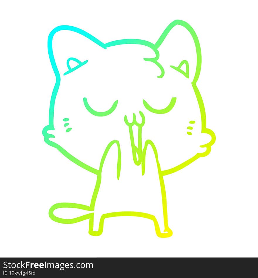 cold gradient line drawing cartoon cat singing