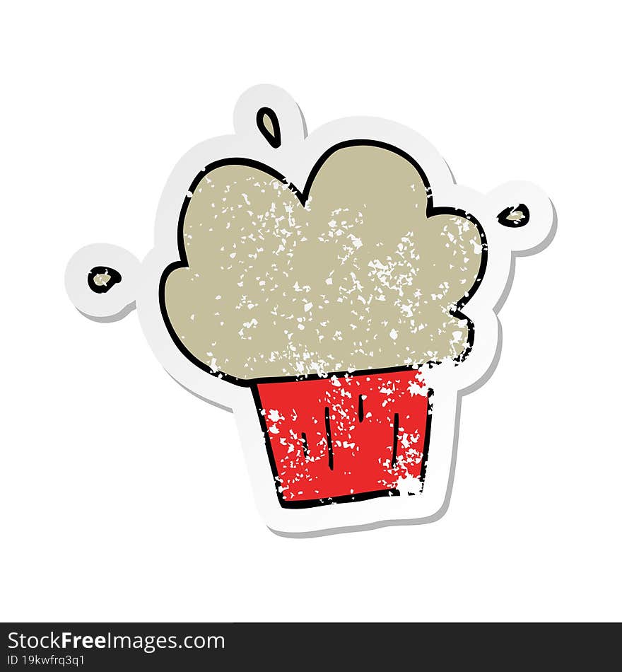 distressed sticker of a cartoon muffin