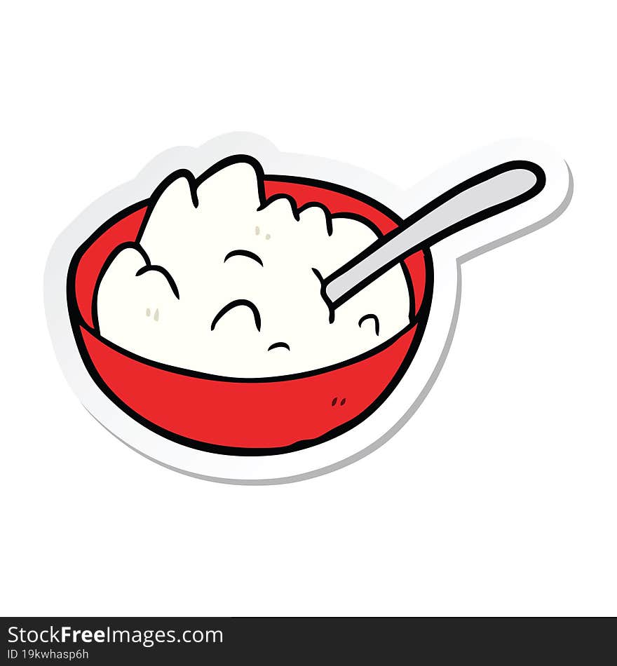 Sticker Of A Cartoon Bowl Of Porridge