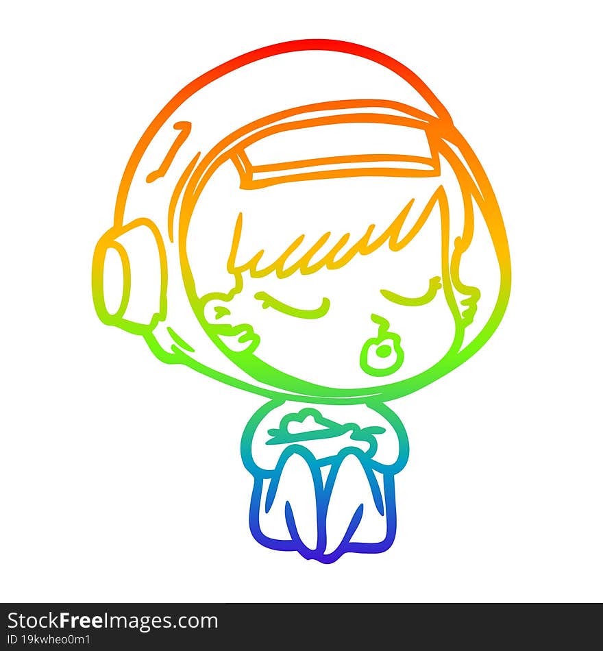 rainbow gradient line drawing cartoon pretty astronaut girl