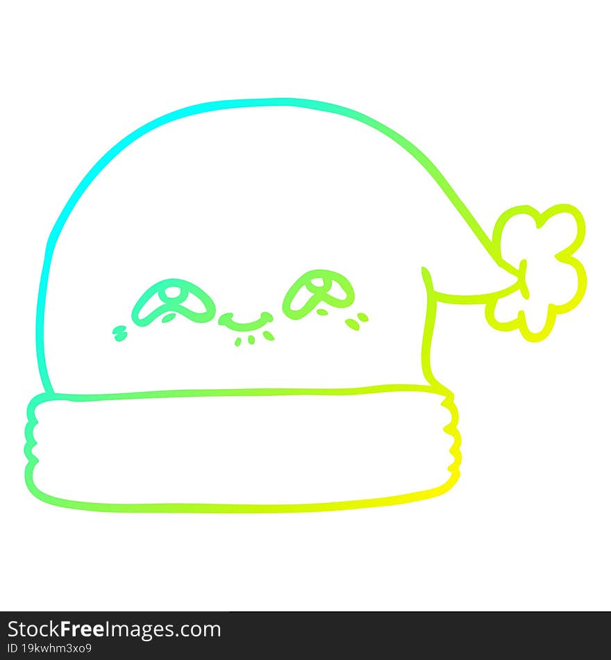 cold gradient line drawing cartoon christmas santa hat