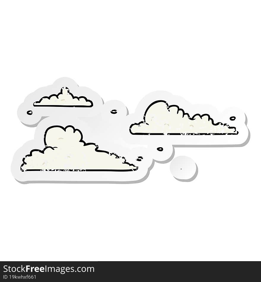 distressed sticker of a cartoon clouds