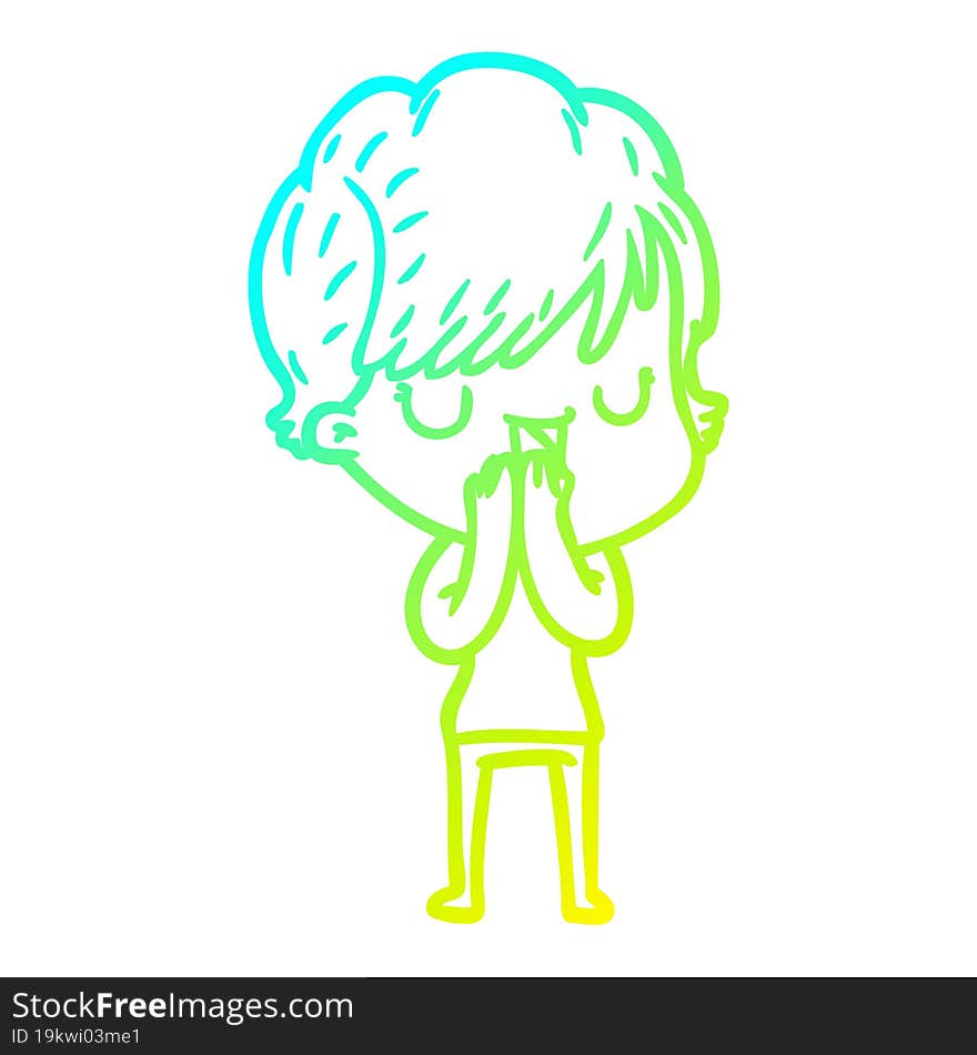 cold gradient line drawing of a cartoon woman talking