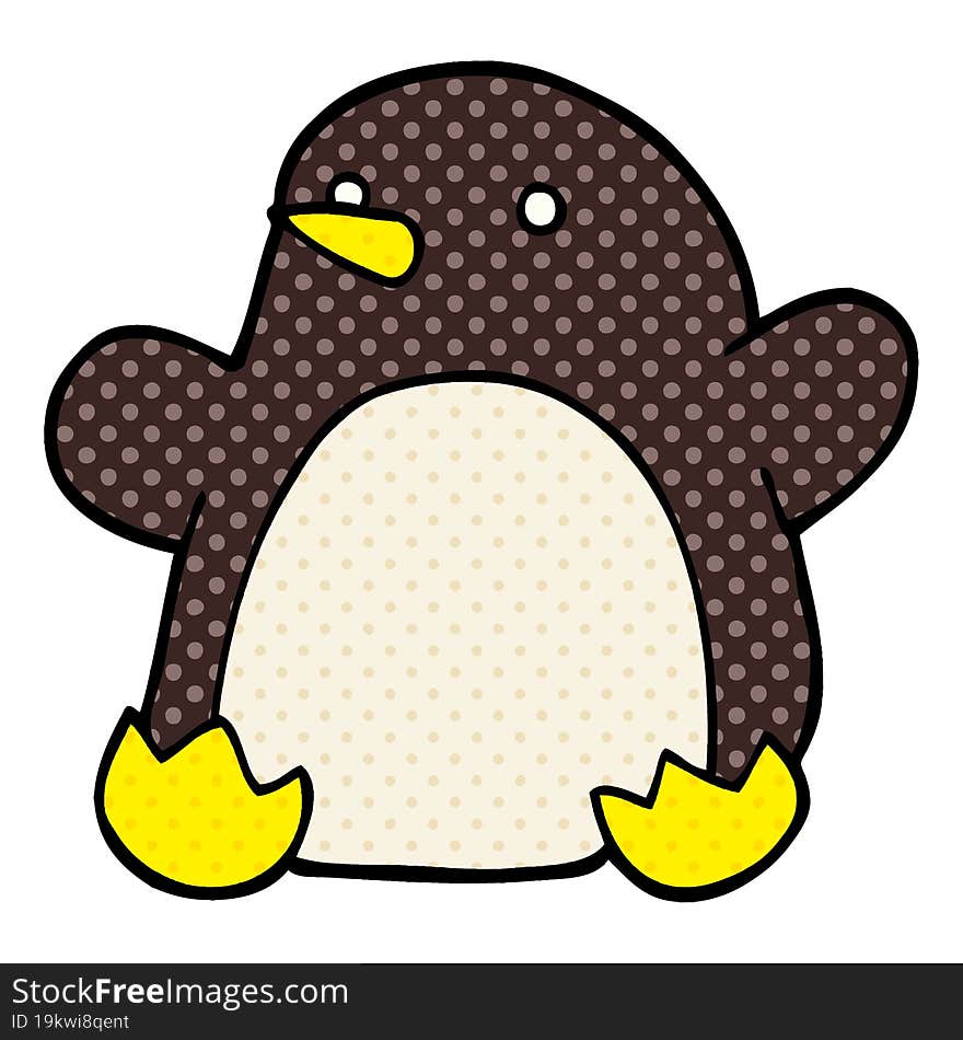 Cartoon Doodle Dancing Penguin