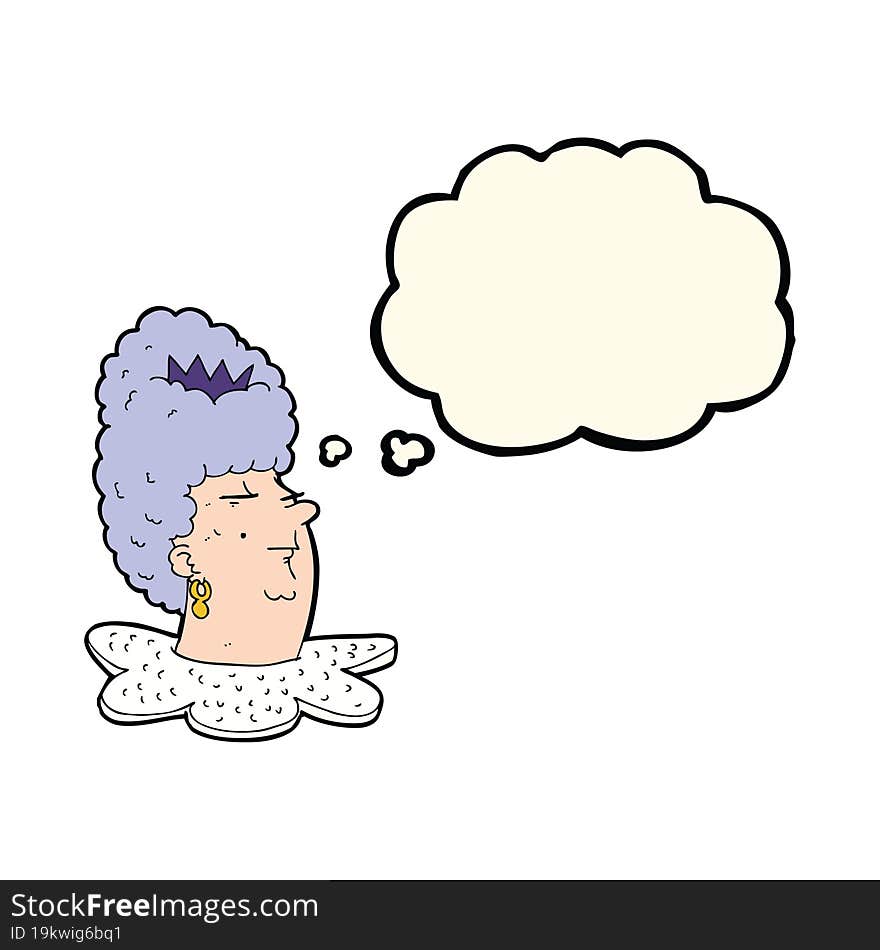 cartoon queen\'s head with thought bubble