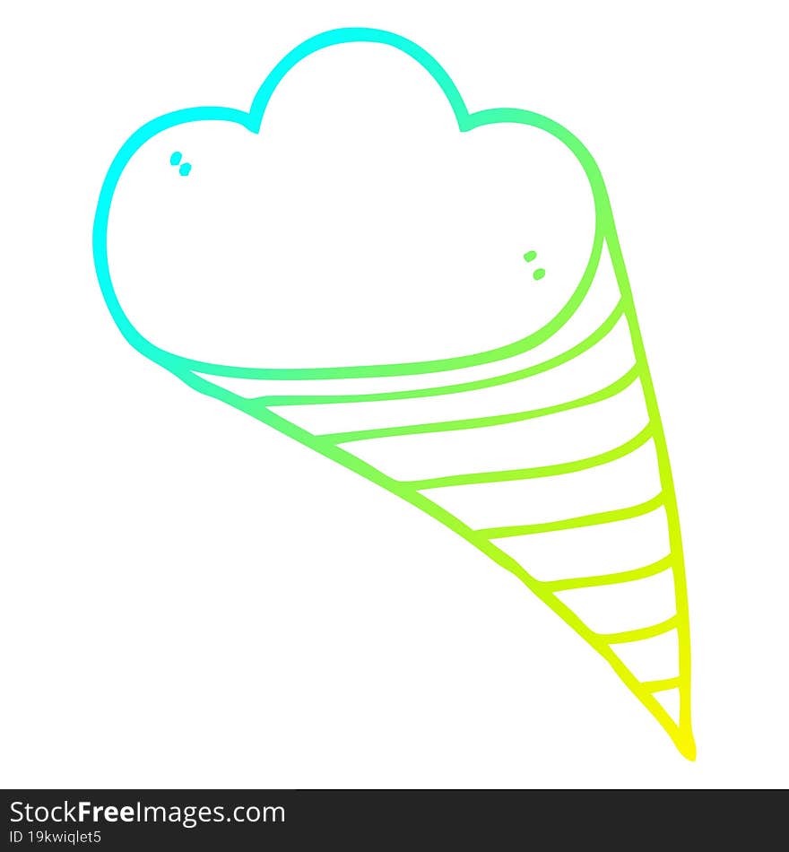 cold gradient line drawing cartoon decorative cloud element